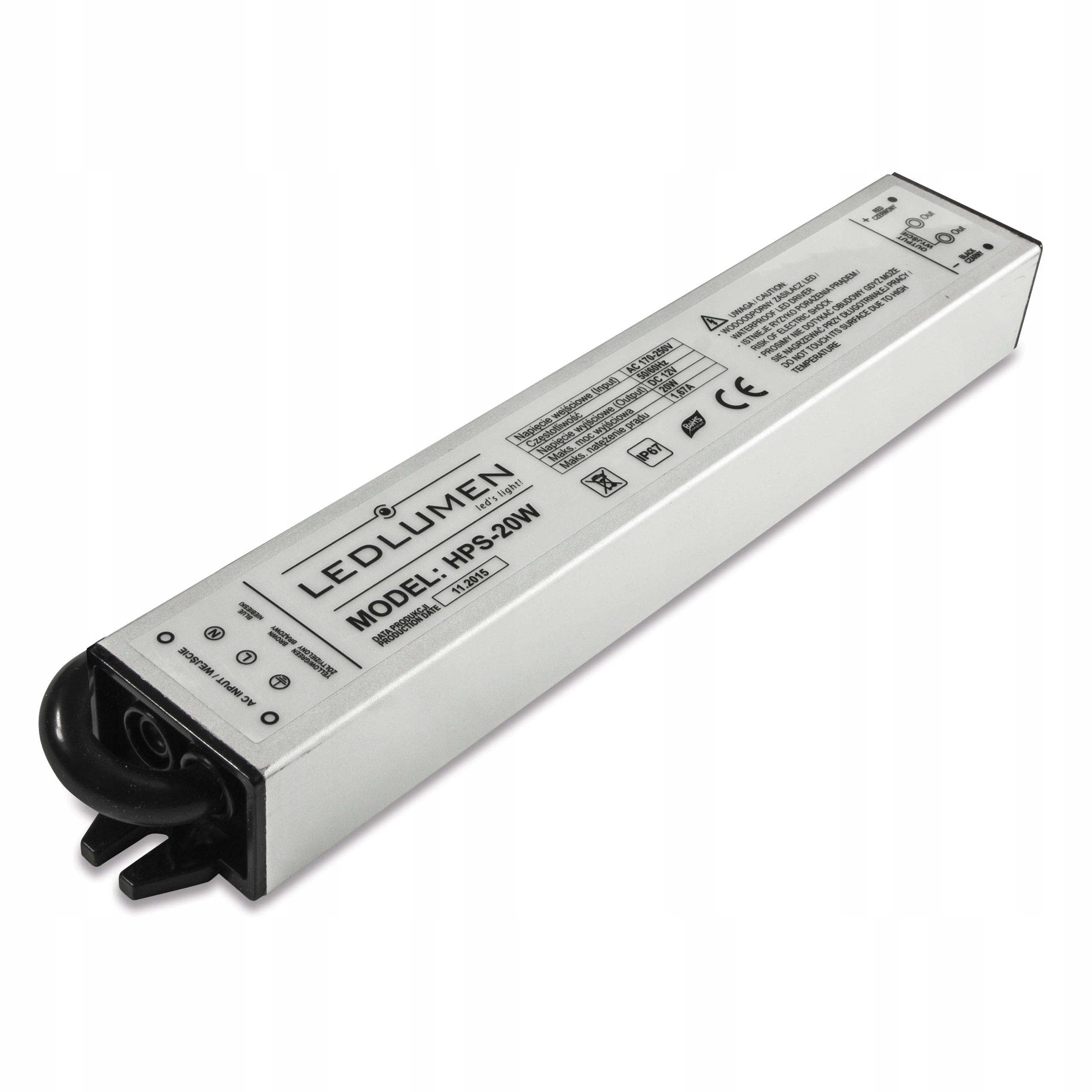 

Wodoodporny Zasilacz Led 12V DC 20W 1,67A Ledlumen