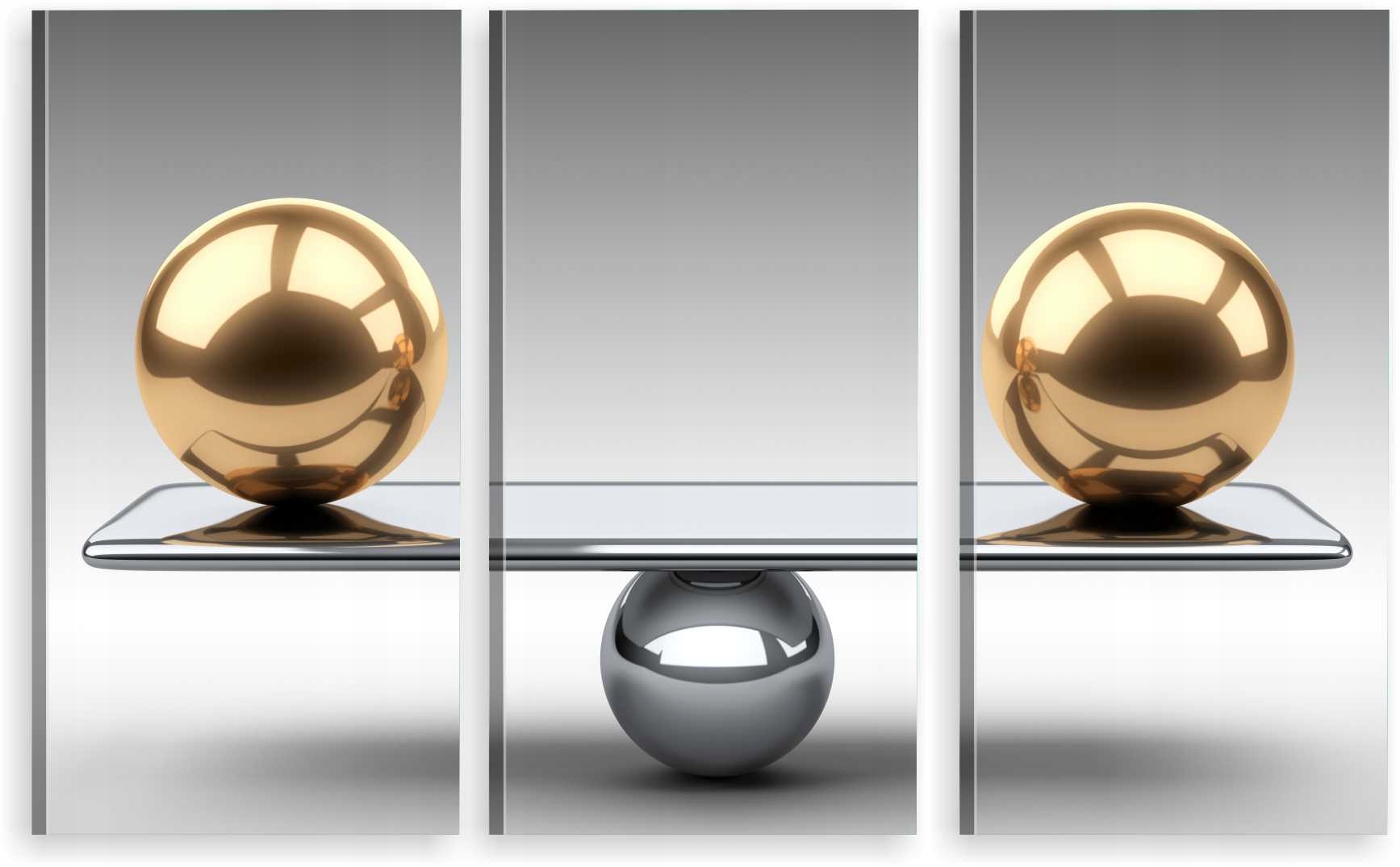 

Tryptyk Obraz Na Ścianę Do Salonu Biura Złote Kule