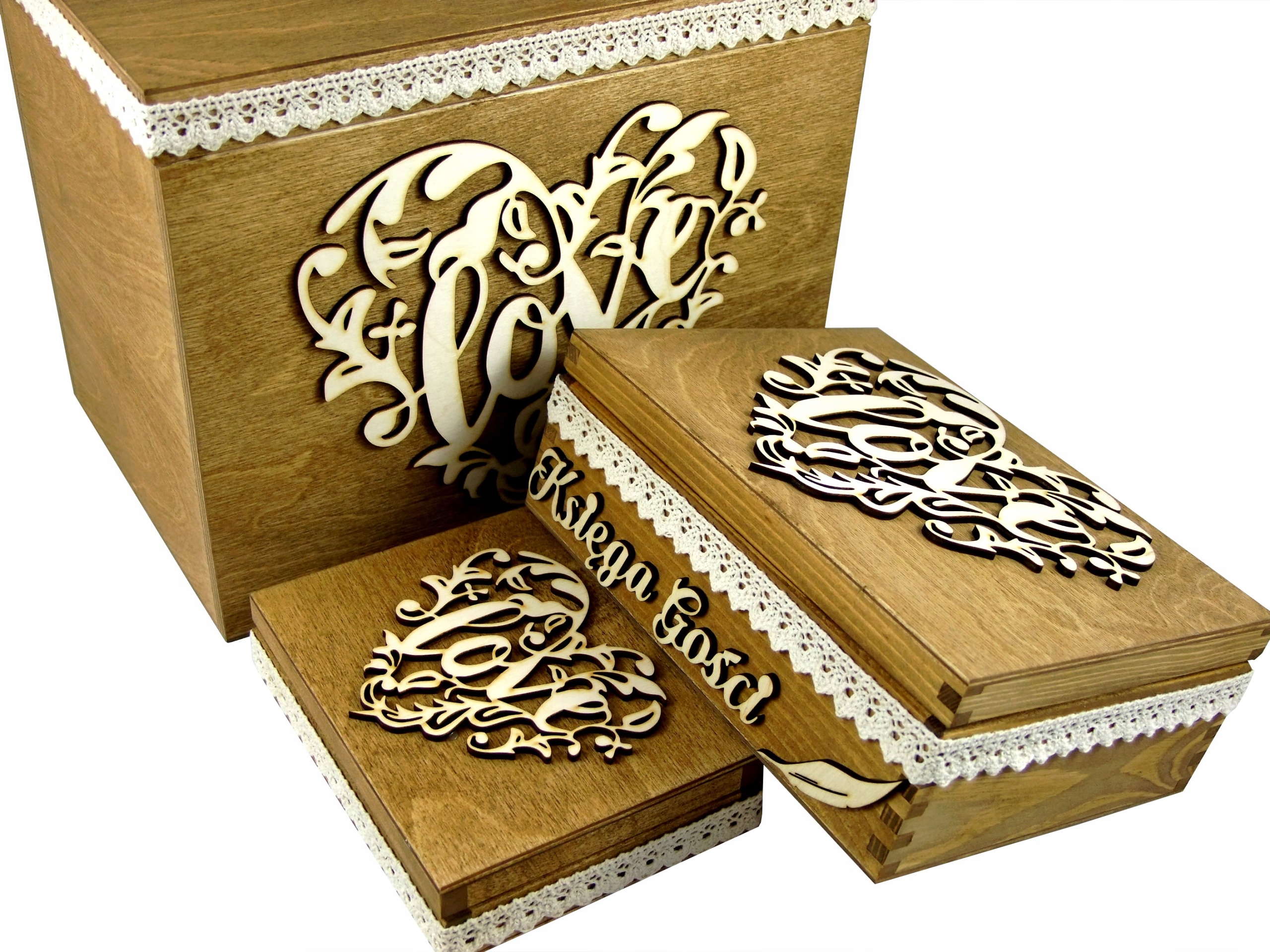 Komplet Na Koperty Obrączki Księga Gości Koronka Długość 20 cm