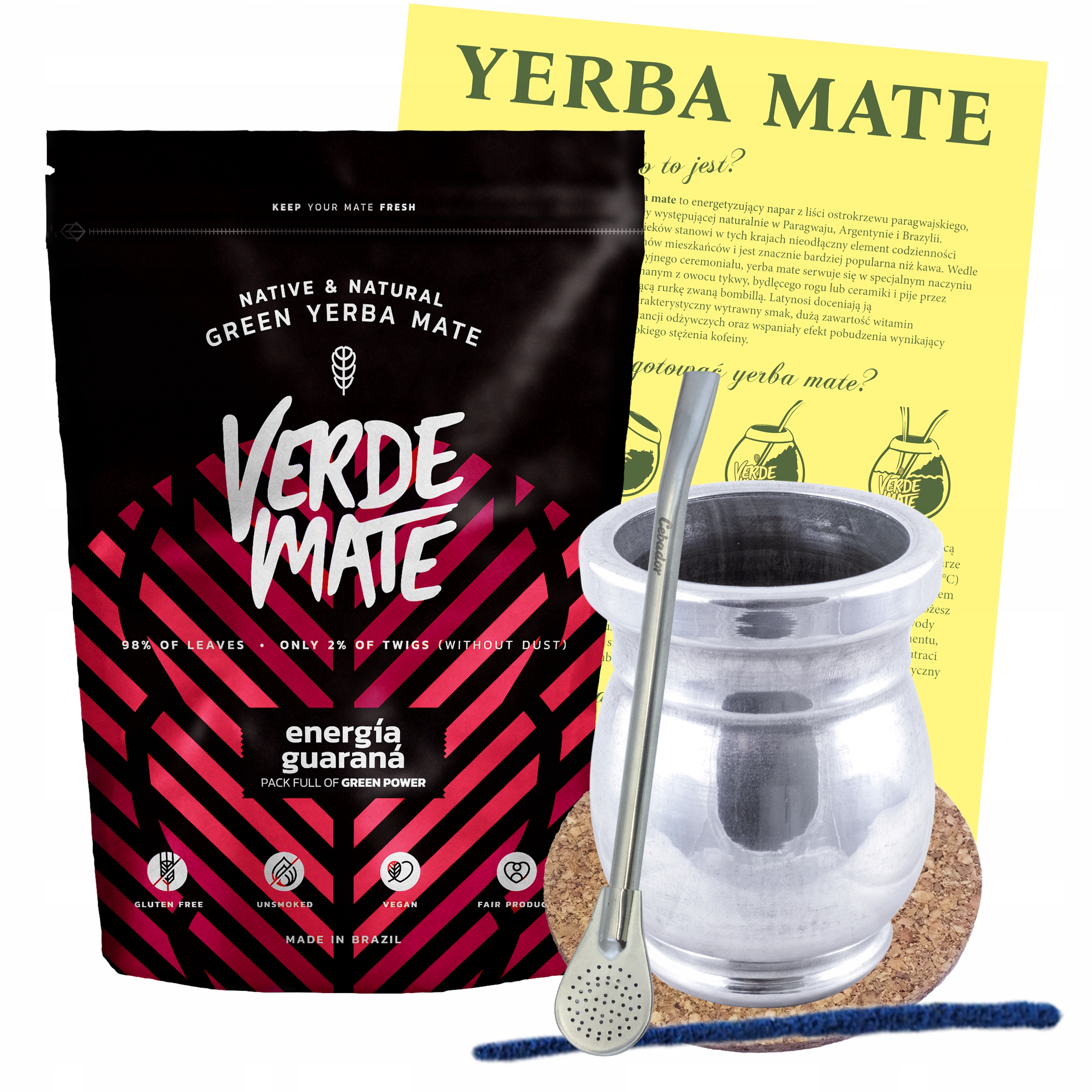 Zestaw Yerba Verde Mate Green Energia 500g Palo Santo Bombilla Inox