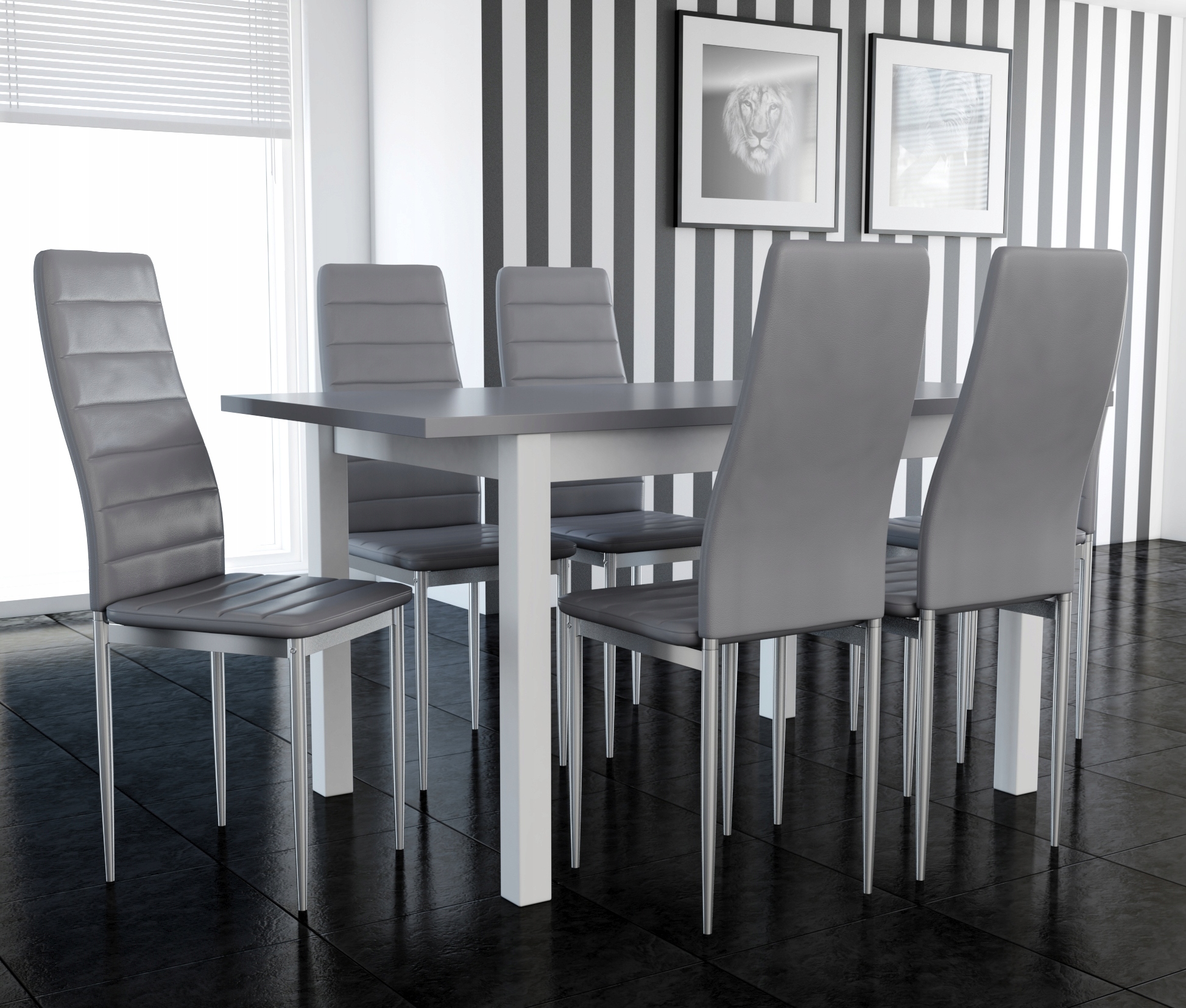 ROZKŁADANE STOŁY, STÓŁ DO JADALNI, 6 KRZESEŁ Marka Sandow