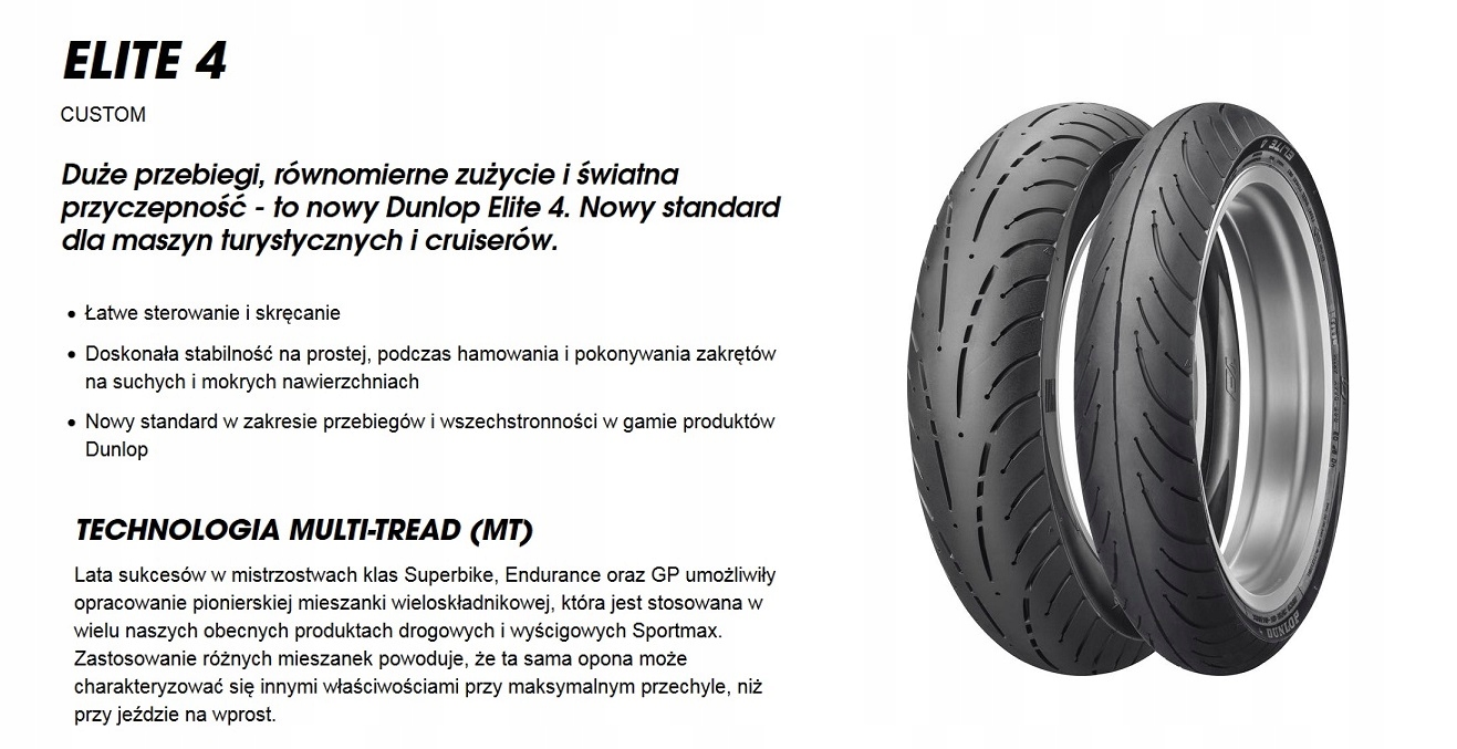 180/60R16 DUNLOP ELITE 4 MT TYŁ 80H 180/60-16 Model Elite 4