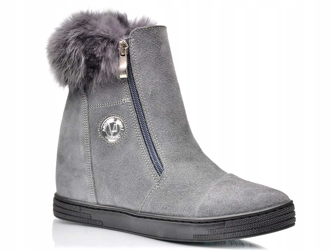 šedé dámské kotníkové boty zateplené kotníkové kožené tenisky kožíšek J.w 38
