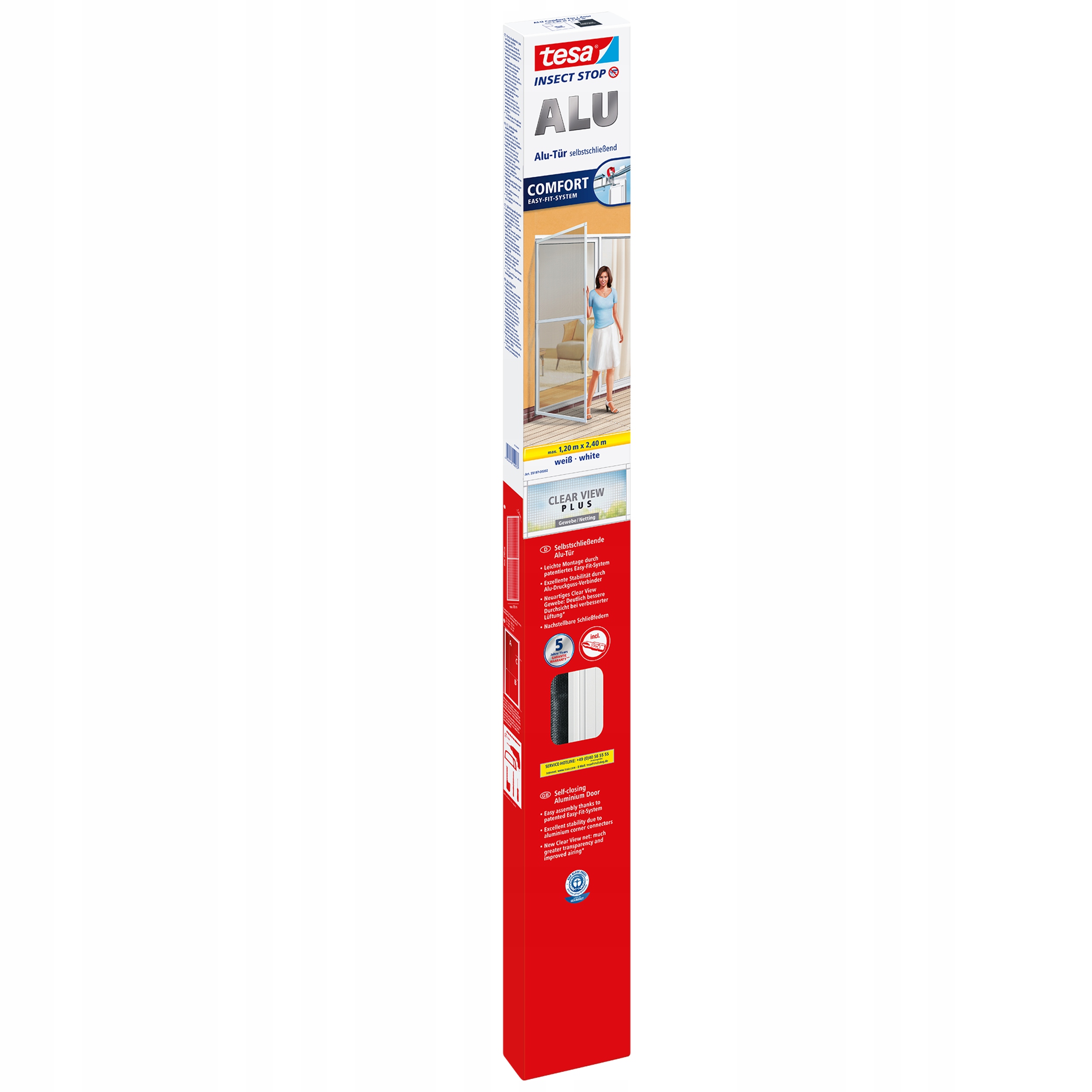 Tesa Alu Comfort Sieťka na dvere s hliníkovým rámom 2,4 m x 1,2 m biela