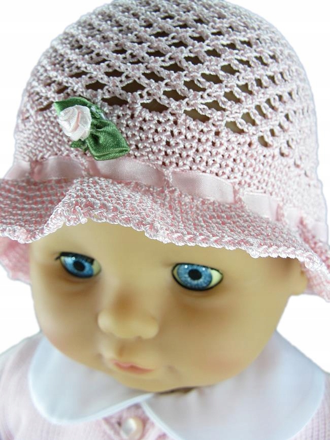 Czapeczka do chrztu kapelusz dla dziewczynki Kolor różowy