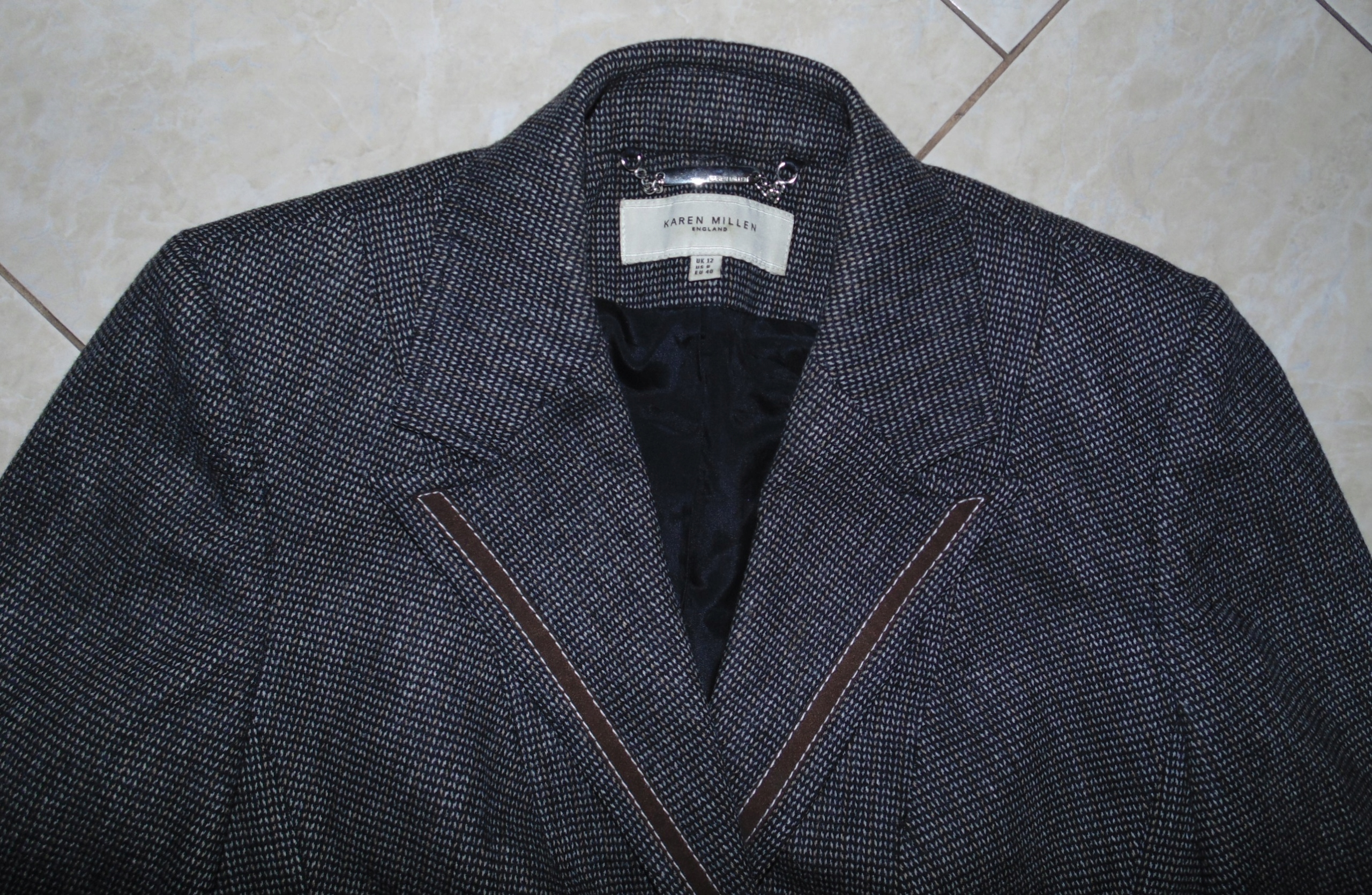 KAREN MILLEN M MARYNARKA ŻAKIET TALIOWANA WEŁNA Rozmiar M