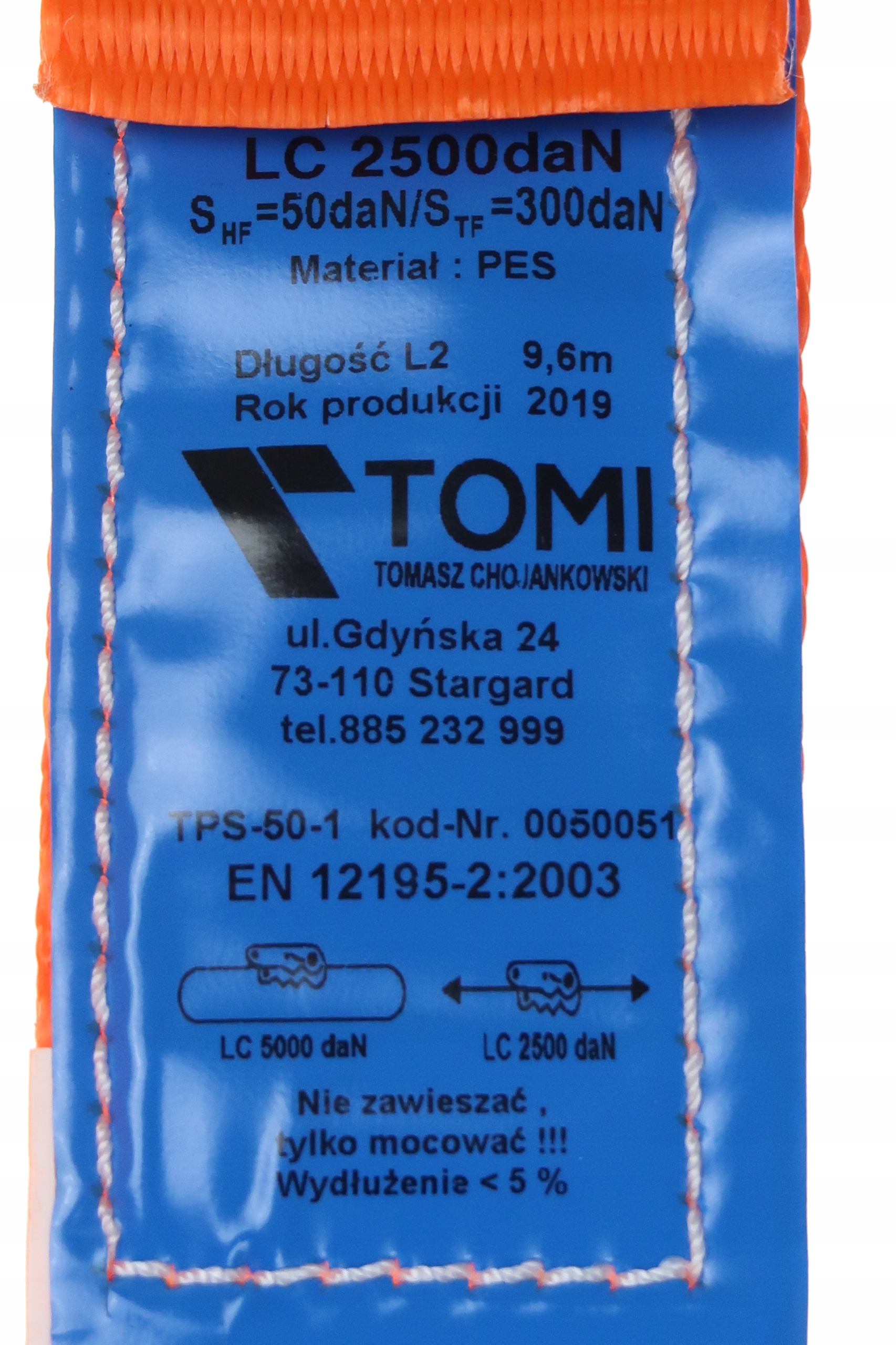 PAS TRANSPORTOWY 10M/50MM/5T PASY TRANSPORTOWE 10M Producent Forankra