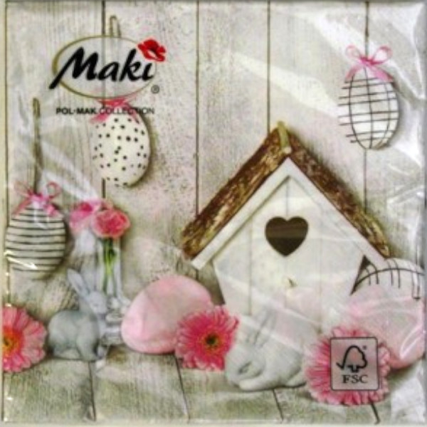 Serwetka Decoupage Domek I Pisanki 2szt gerbery