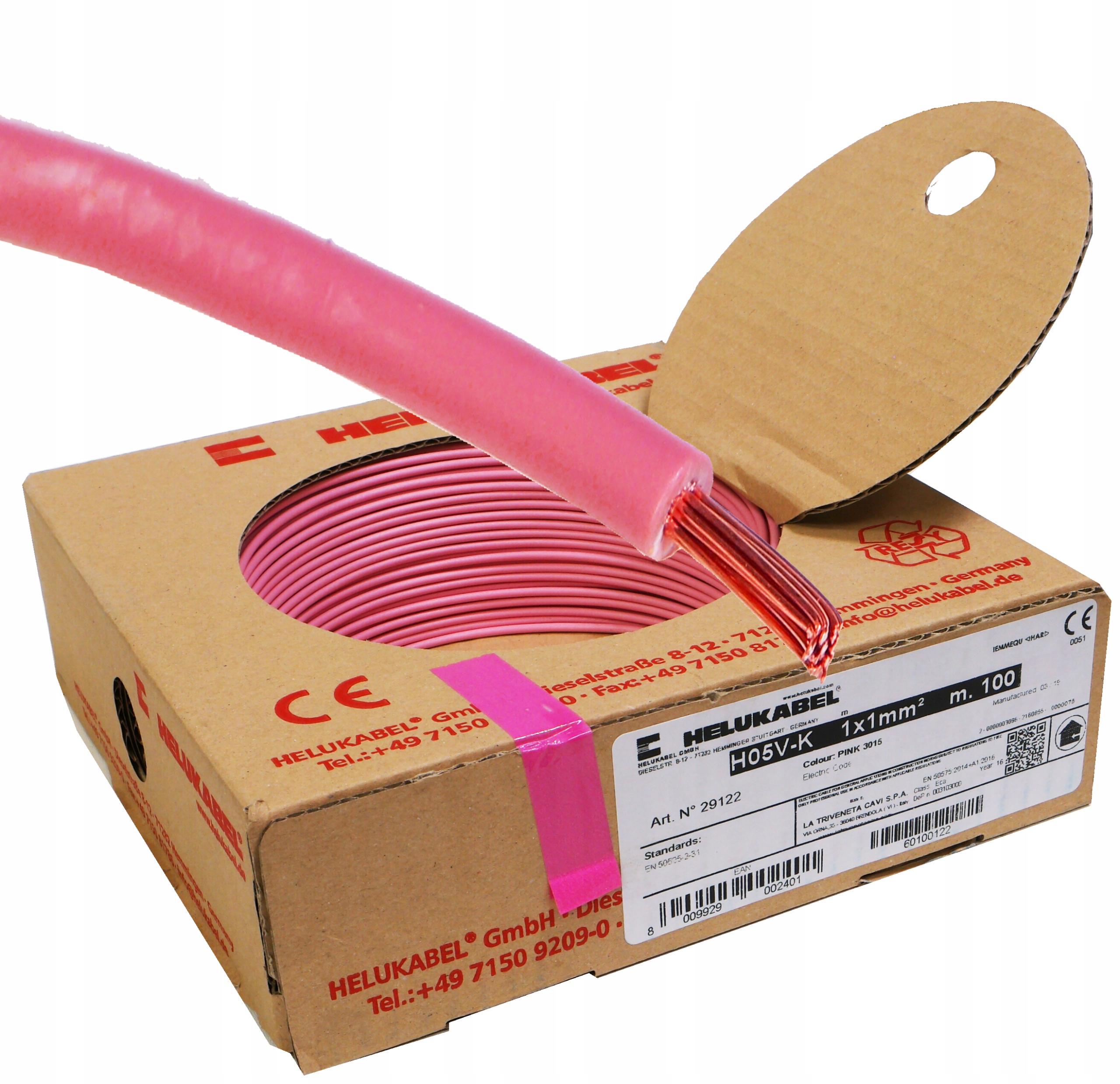 Kabel Lgy 1 mm růžový 500 V měděný 100 m