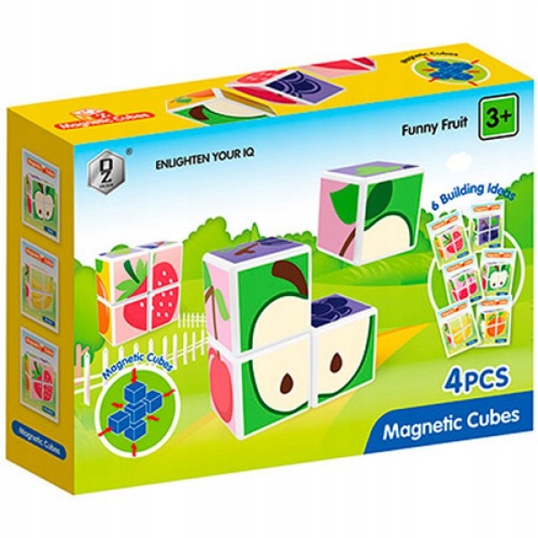 Magnetyczne KLOCKI OWOCE PUZZLE kostki