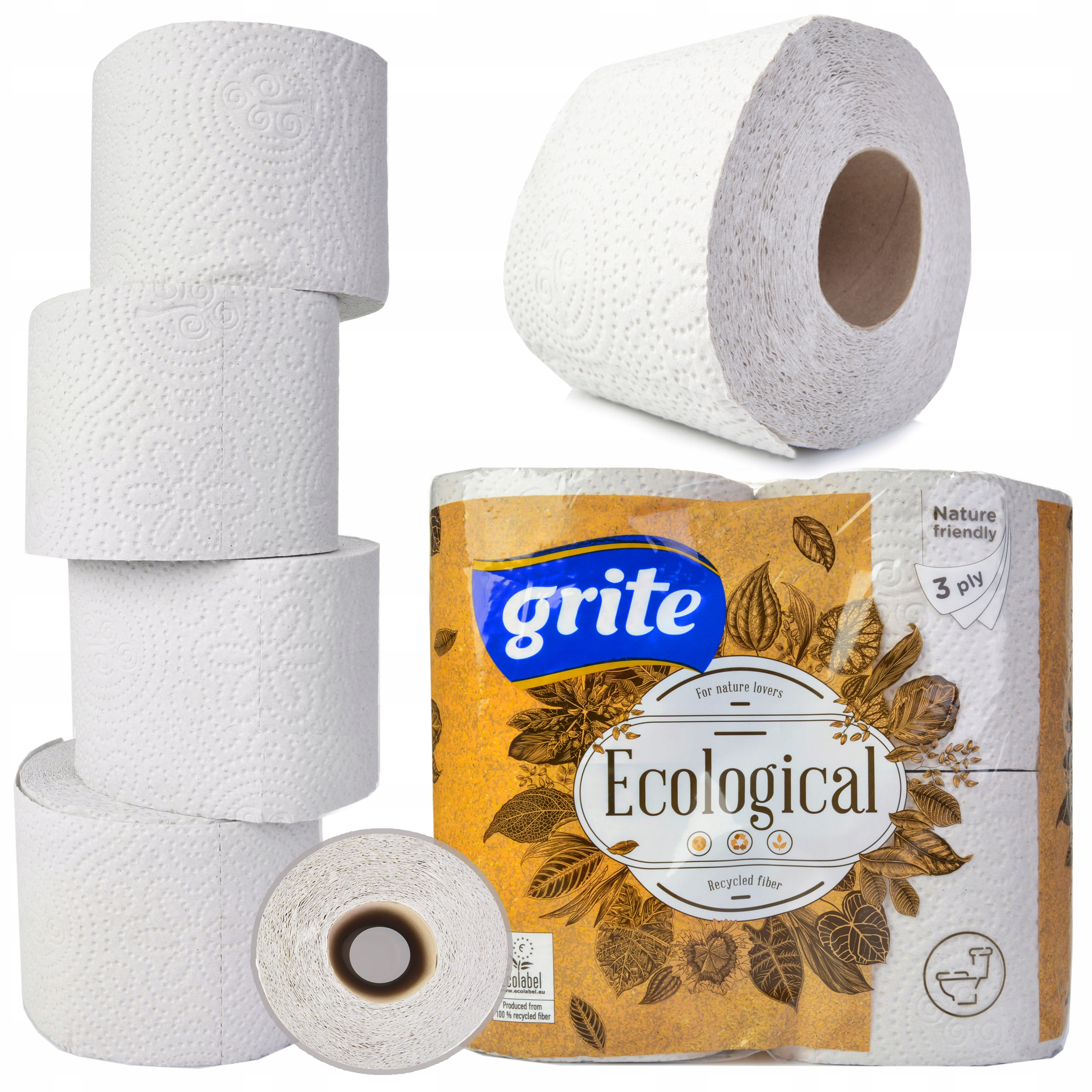 

Papier Toaletowy 4 rolki 100% Ekologiczny 3 warstw