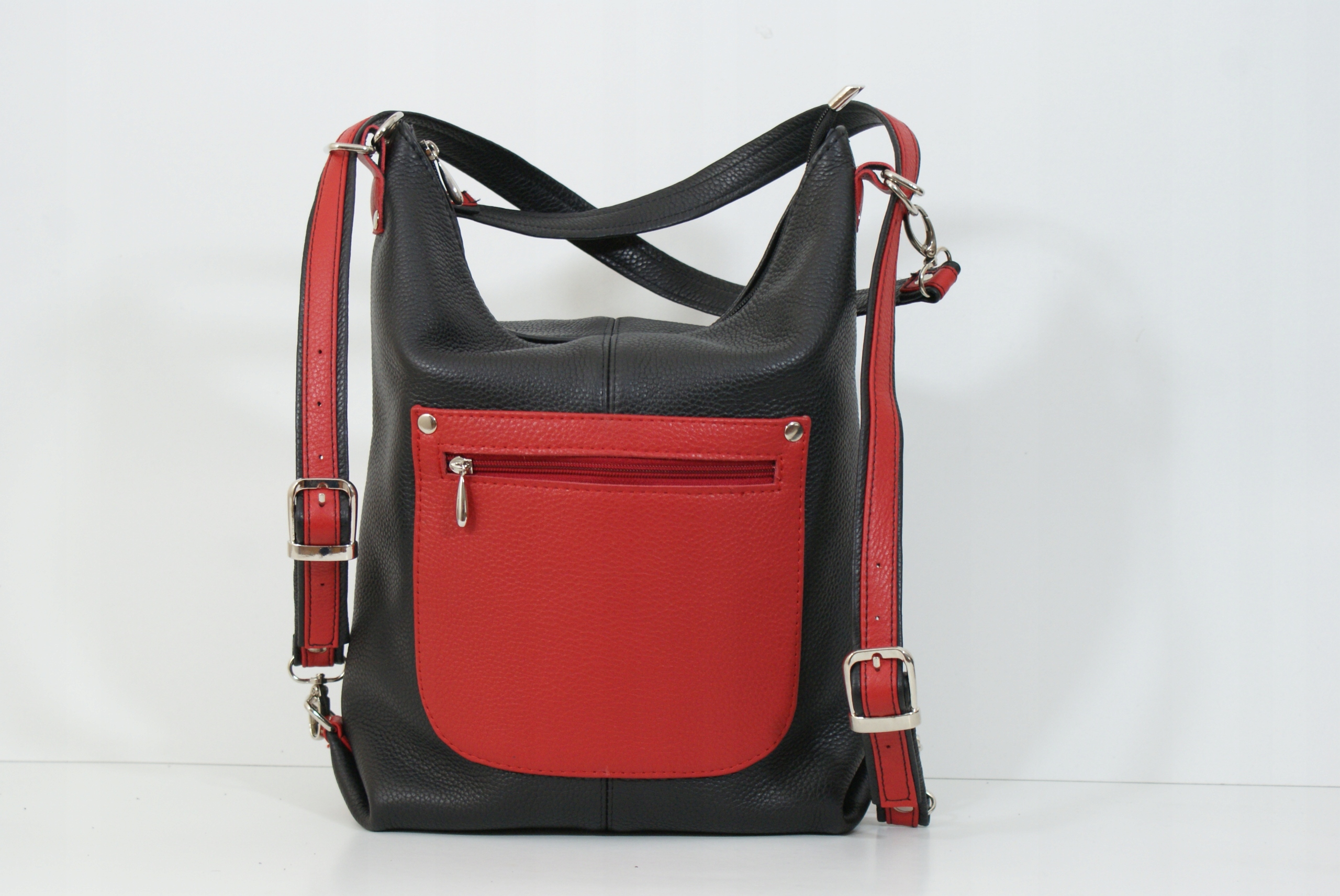 SKÓRZANA TOREBKA-PLECAK DAMSKA WOREK WŁOSKA SKÓRA Kolor niebieski