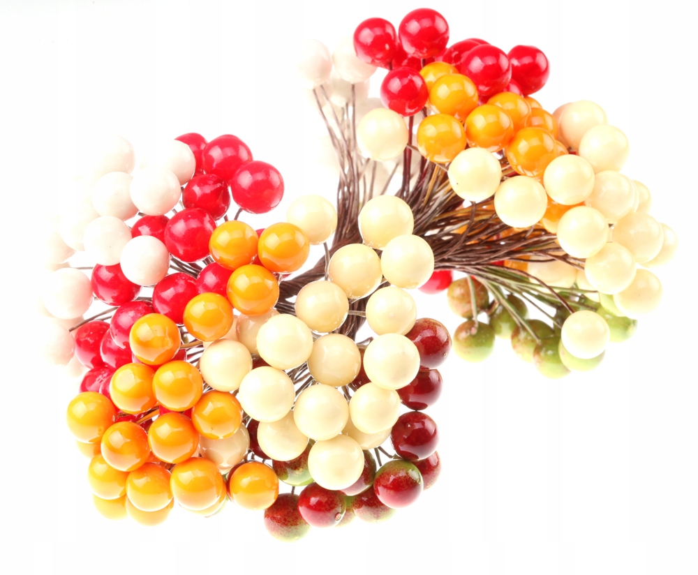 

351 Sztuczne Dwustronne Jagody Kulki Drucik 20szt