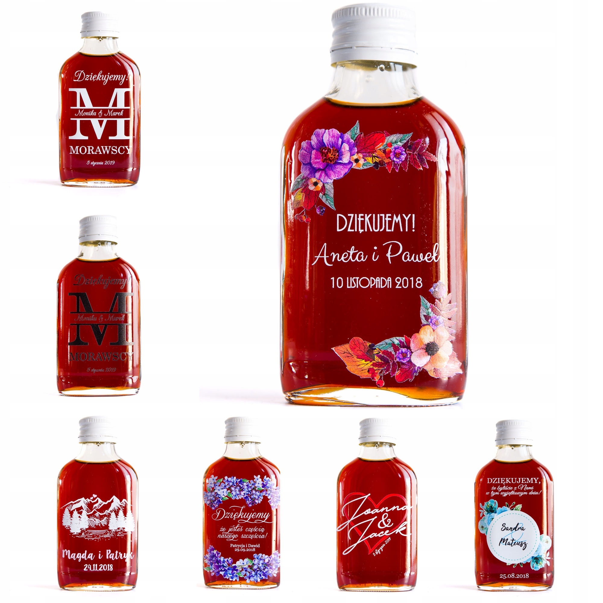 

Buteleczki 100 ml z Nadrukiem podziękowanie ślub