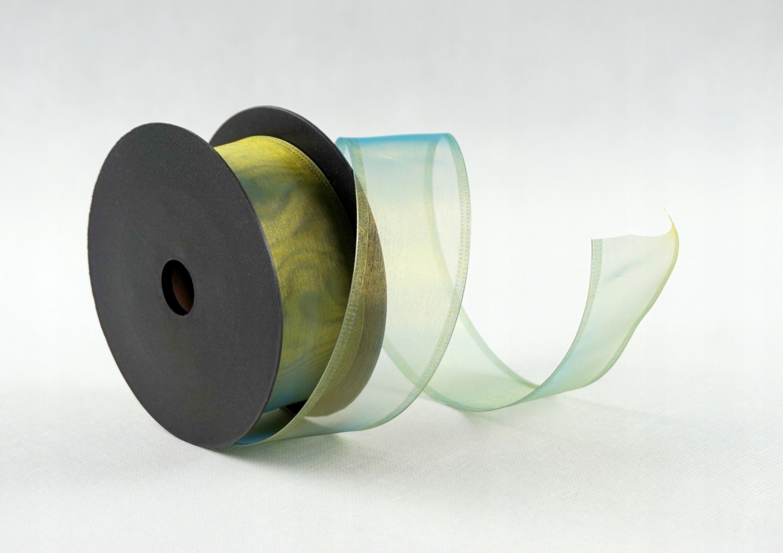 

Taśma szyfonowa 4cm/10y - Opal Oliwkowa/turkusowa