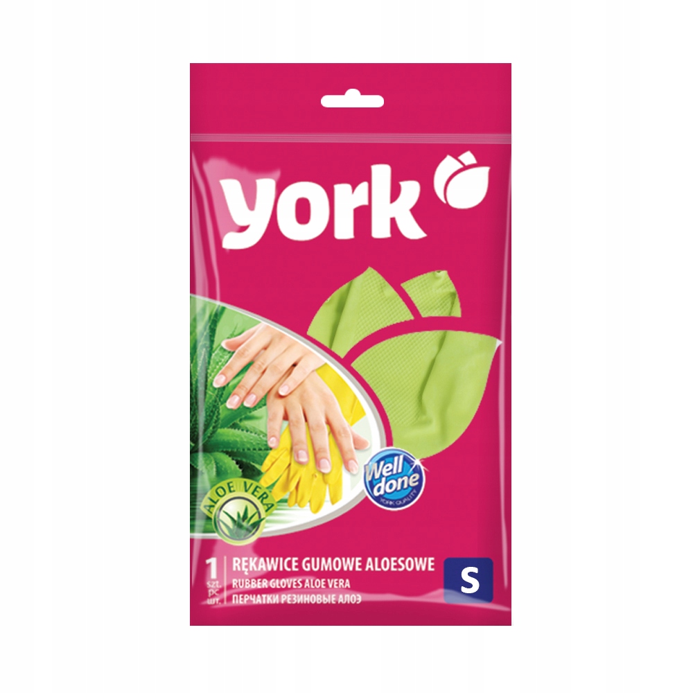 

York Rękawice gumowe wielorazowe małe S aloesowe
