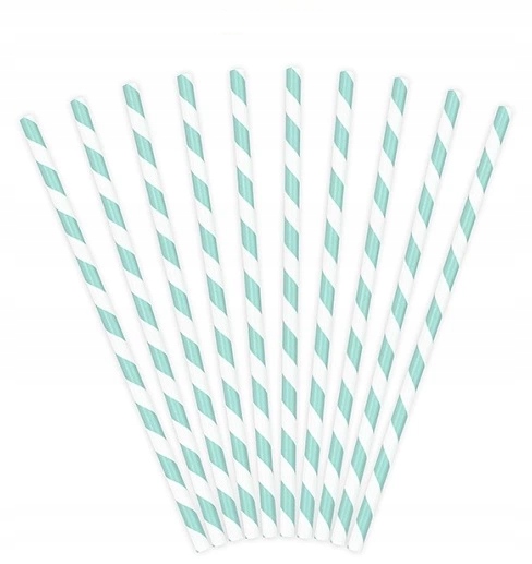 SŁOMKI PAPIEROWE W PASKI URODZINY 19,5 CM 10 SZT