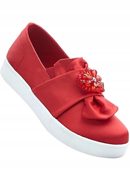 G6022 SNEAKERSY TRAMPKI CZERWONE Z APLIKACJĄ R.37