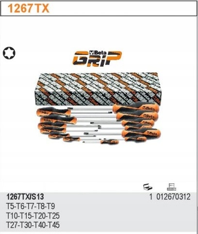 KPL WKRĘTAKÓW PROFIL TORX T5-T45 BETA 1267TX/S13 Liczba elementów zestawy