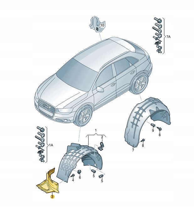SPOJLER NADKOLA BŁOTNIKA PRAWY AUDI Q3 RS SLINE