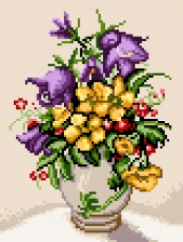 Vyšívací sada květiny ve váze (5468) kanva+mulina+jehlice, 18x24cm