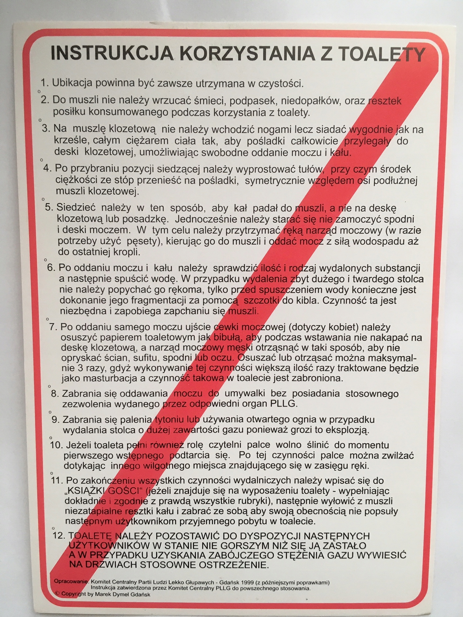 

Instrukcja Korzystania Z Toalety śmieszny