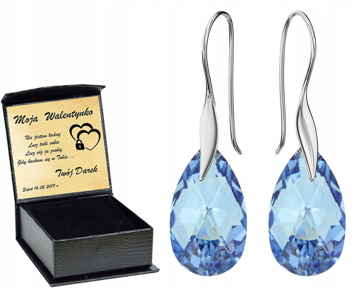 

Srebrne Kolczyki Almond Style Hook Swarovski Grawe
