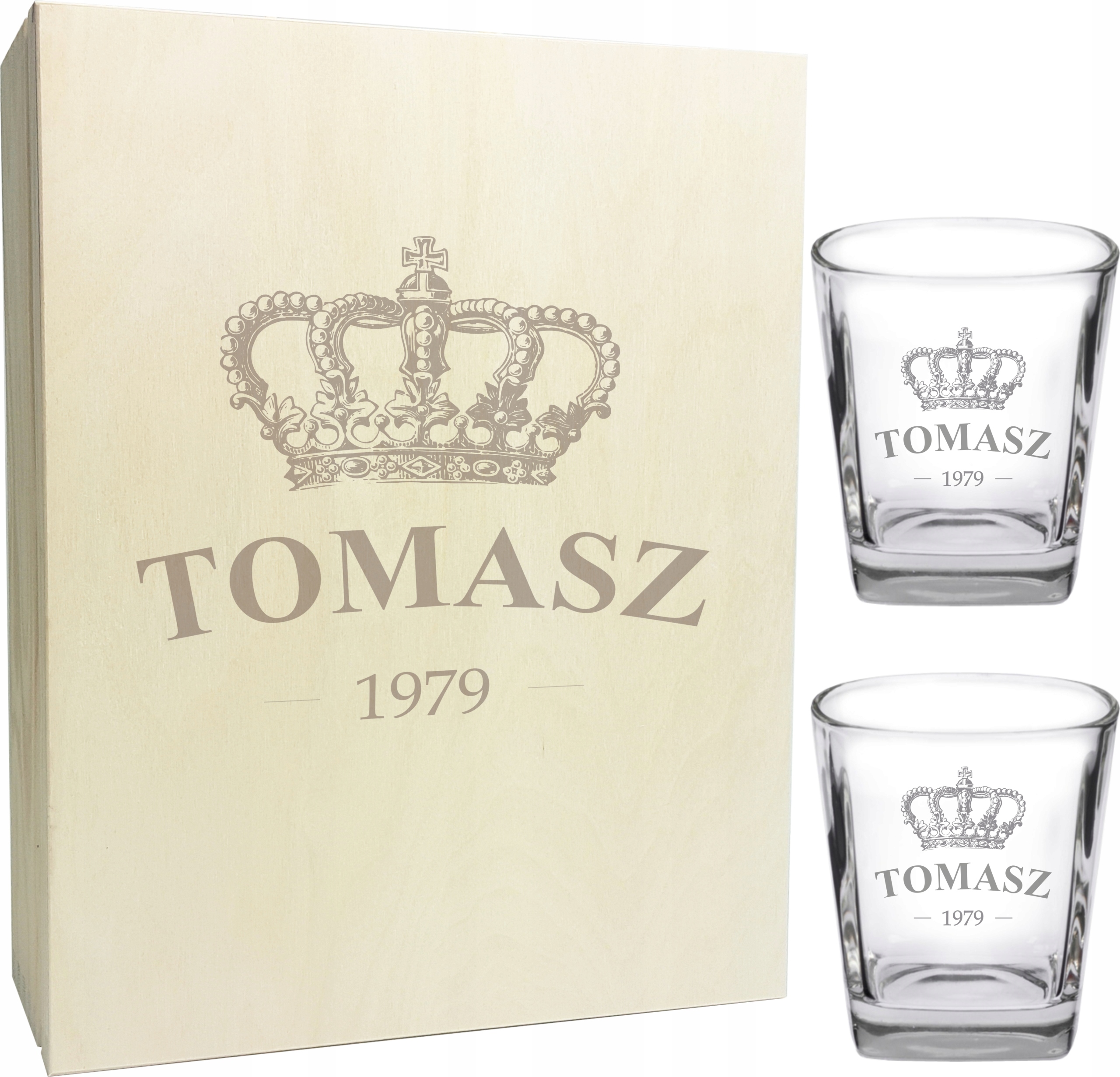 

Szklanki Whisky x2 Skrzynka na alkohol z Grawerem