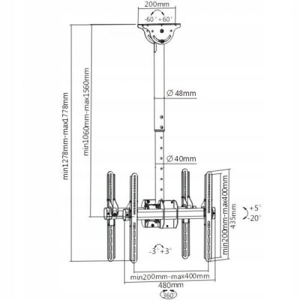 Uchwyt do dwóch telewizorów TV Celb-Duo-54L Kod producenta Celb