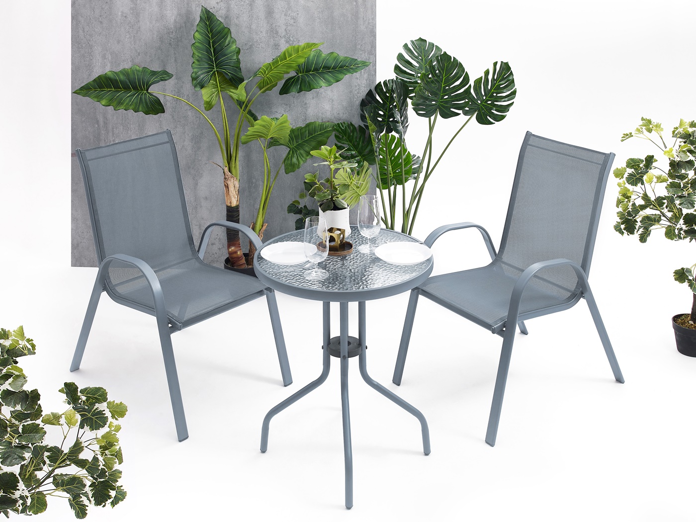 MEBLE OGRODOWE ZESTAW TARASOWY SZKLANY STÓŁ 2K Producent MAT-COMPANY