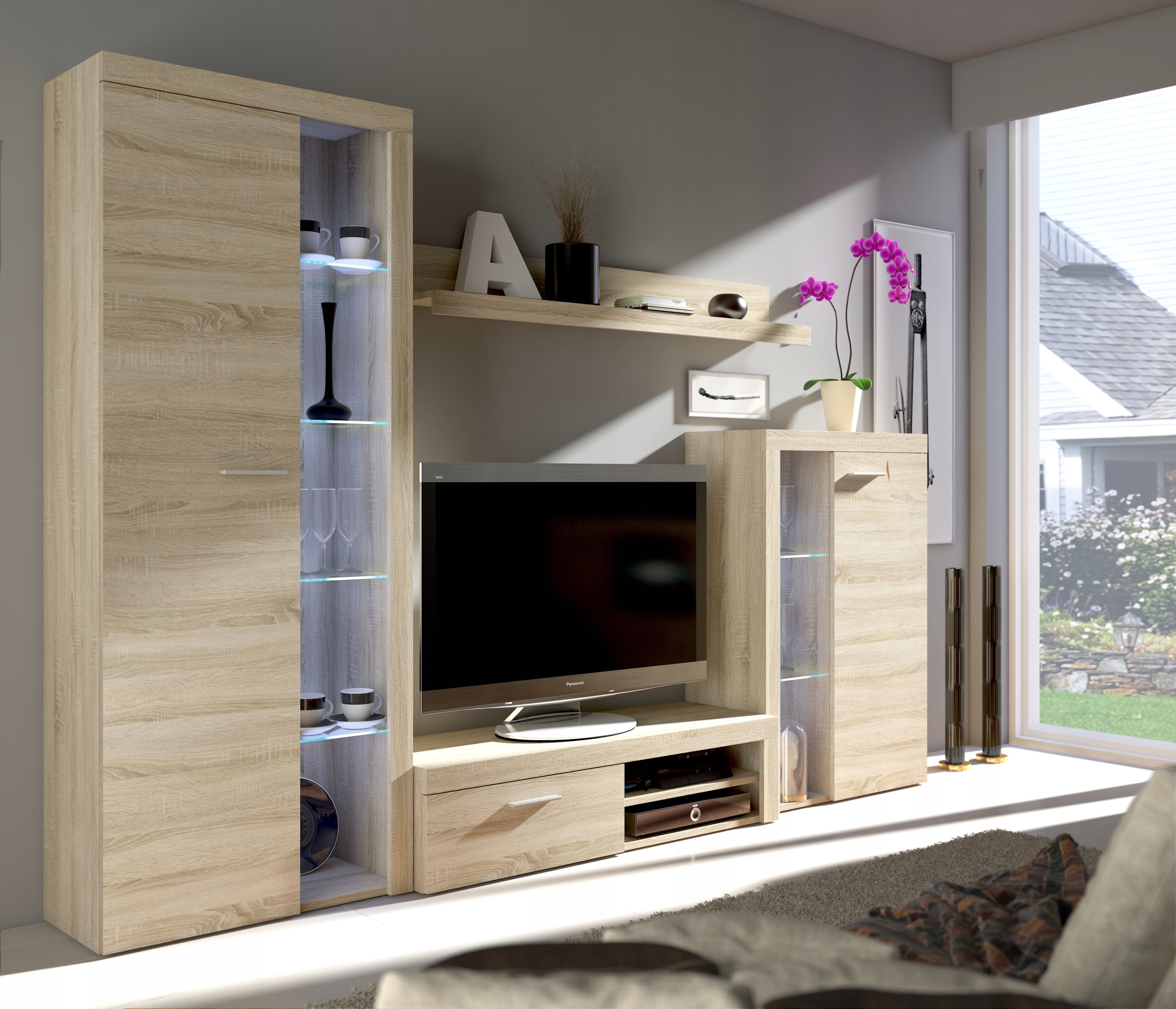 Funkcjonalna Meblościanka do Salonu Dąb Sonoma Kod producenta 797