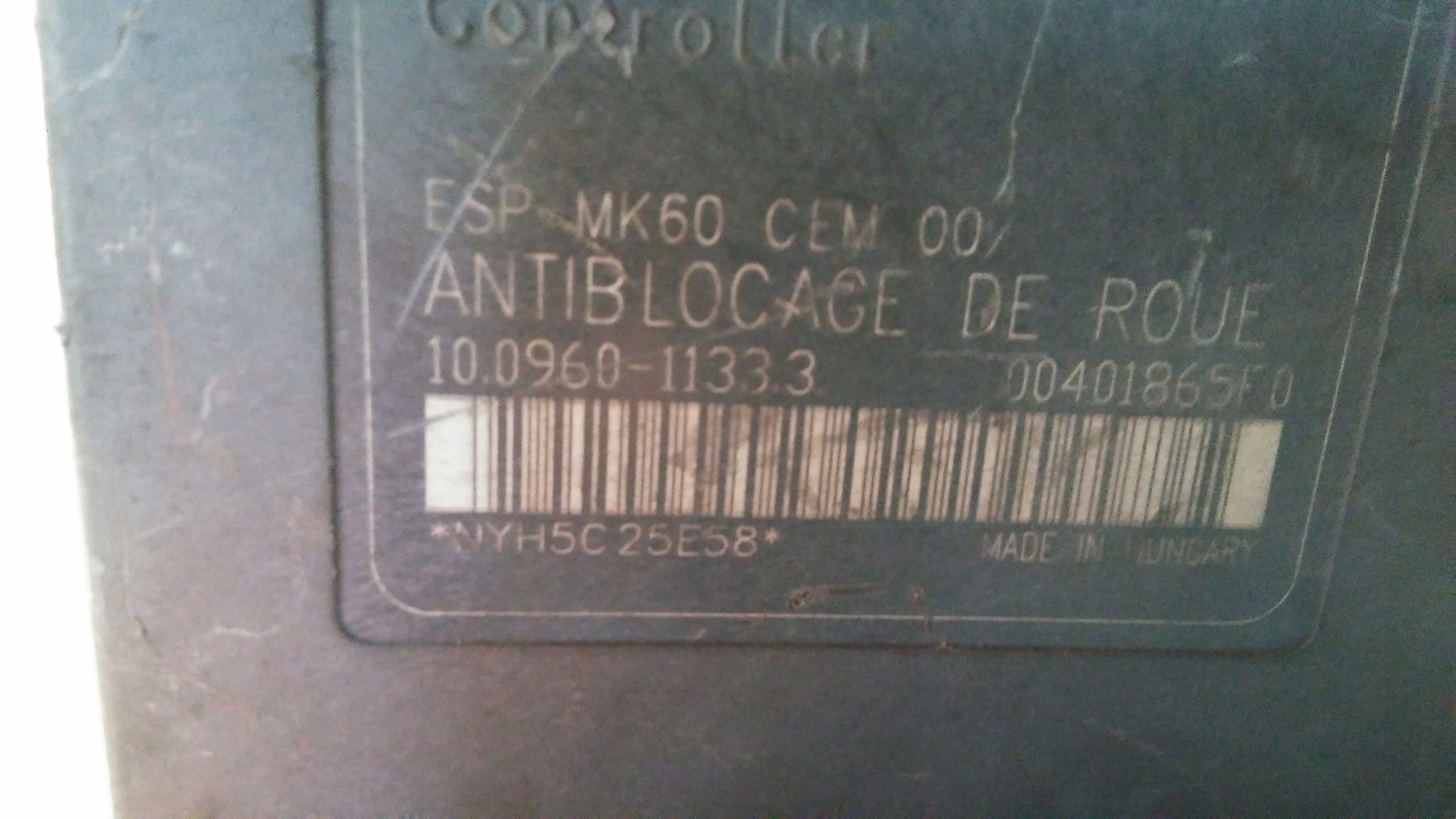 STEROWNIK POMPY ABS PEUGEOT CITROEN 10.0960-1133.3 Numer katalogowy części 10.0960-1133.3