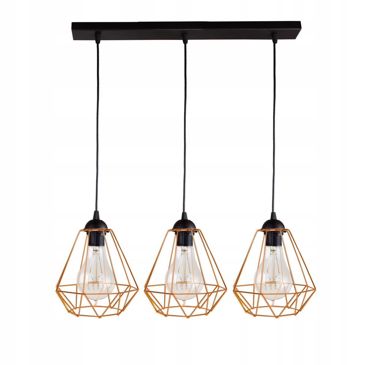 

Sufitowa Lampa Wisząca Diament Loft Edison Miedź