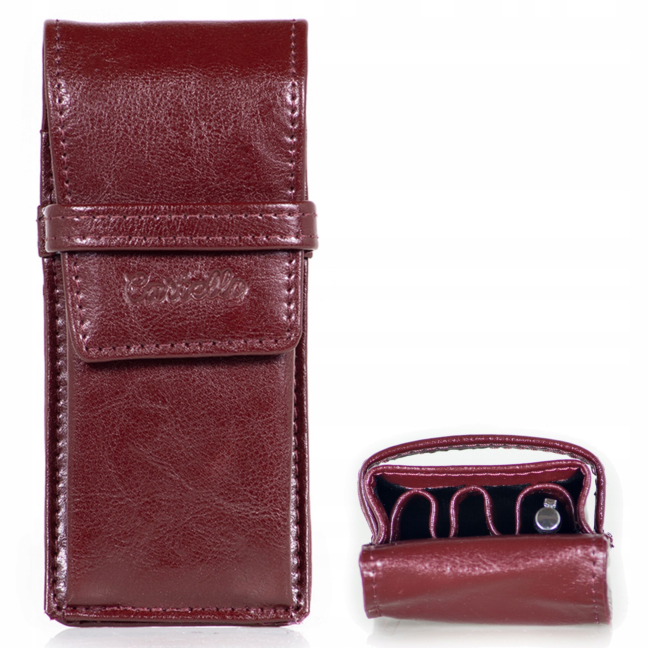 

Skórzany Piórnik wiśnia 3 komory Cartello G-913-5