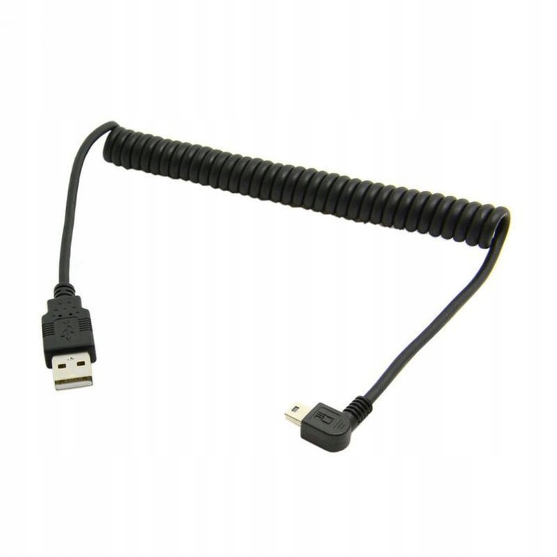 

Kabel kątowy Usb - Mini Usb sprężynka spirala 1,5m