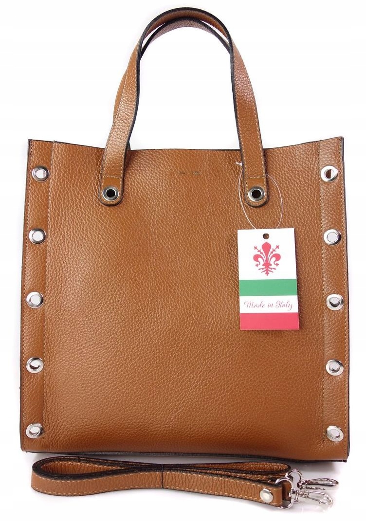 

Shopper Bag Vera Pelle Zarka Włoska Skóra Camel