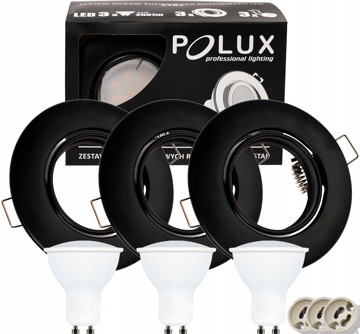 

Zestaw 3x oprawa halogenowa ruchoma+ Led GU10 3,5W