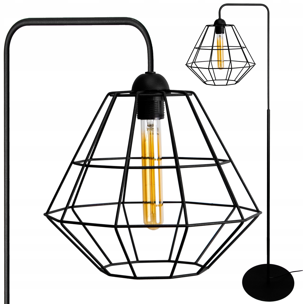 

Modna Stojąca Lampa Podłogowa Druciak Loft Edison