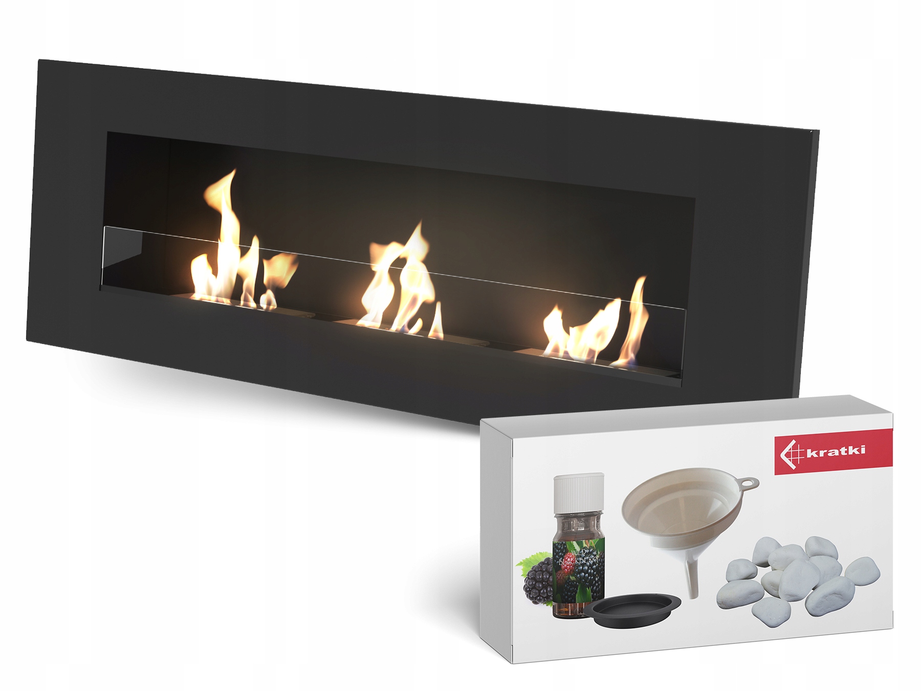 

bio kominek Delta 1200x400 długi z szybą Aroma