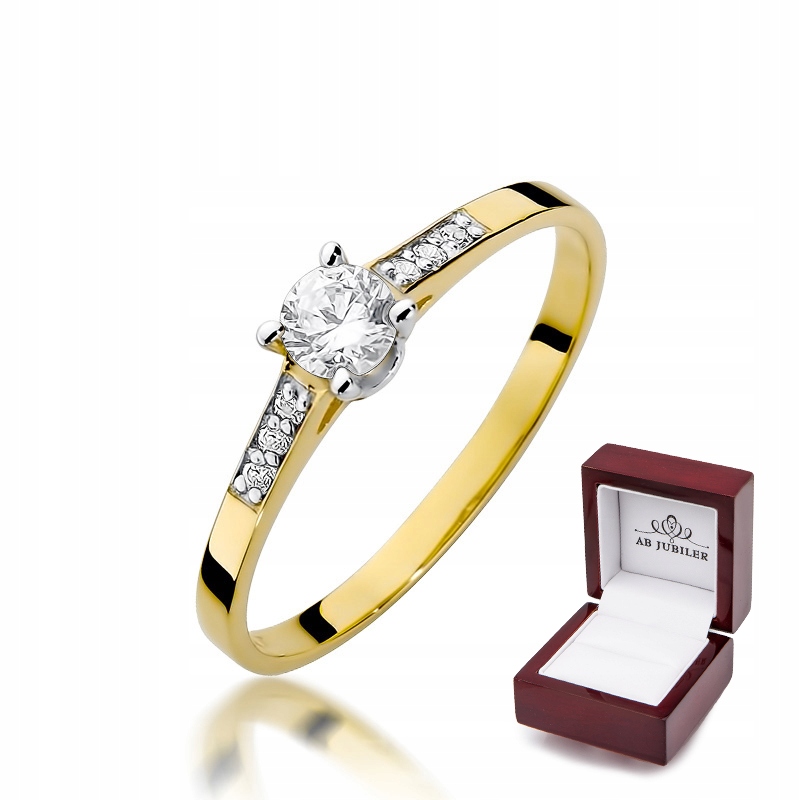 

Złoty 585 Pierścionek z Brylantami 0,21ct Grawer