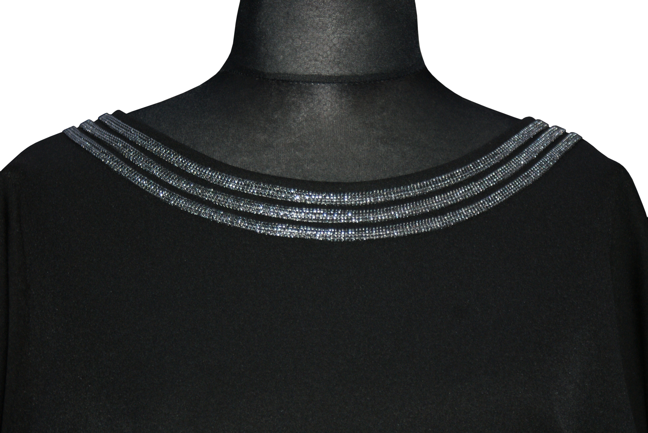 Tunika bluzka damska luźna błysk dekolt wizytowa elegancka czarna 48 Rozmiar 48