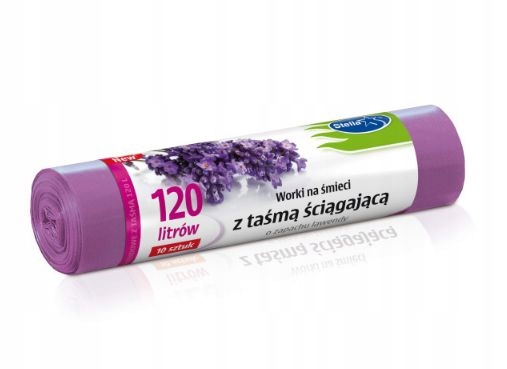 

Worki na śmieci z taśmą Lawendowe 120L 10 sztuk