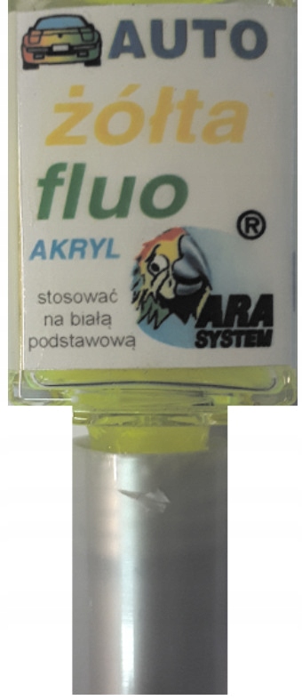 Lakier Zaprawka Fluo Żółta Żółty Akryl Arasystem 10 ML