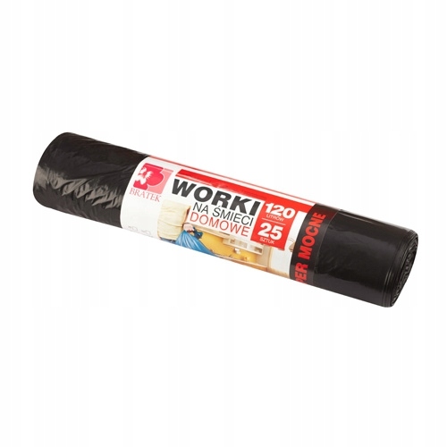 

Worki na śmieci domowe, 120L 25 szt., super mocne
