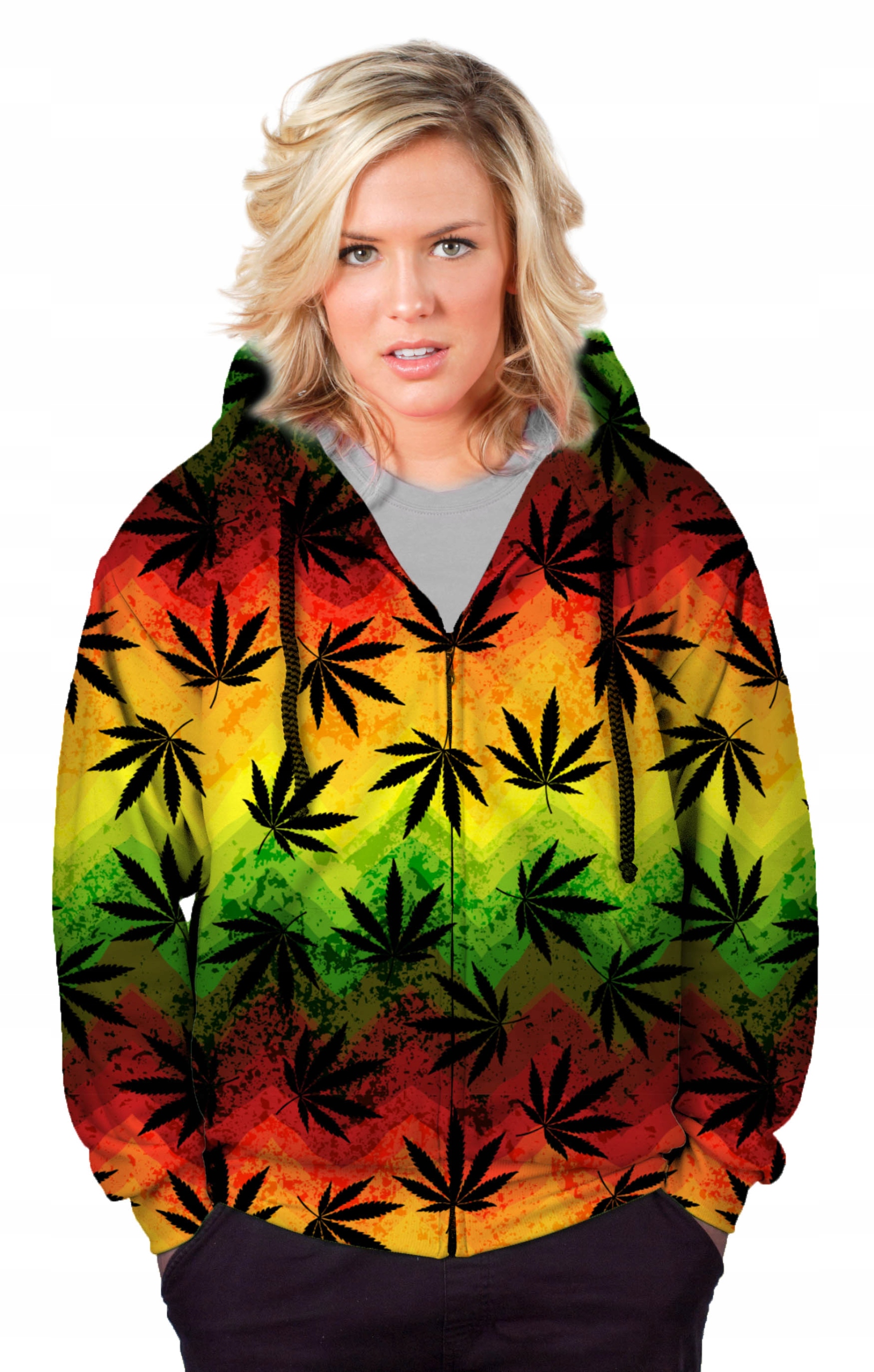 

Bluza Damska Zamek Print XL Trawka Rasta Stylowa