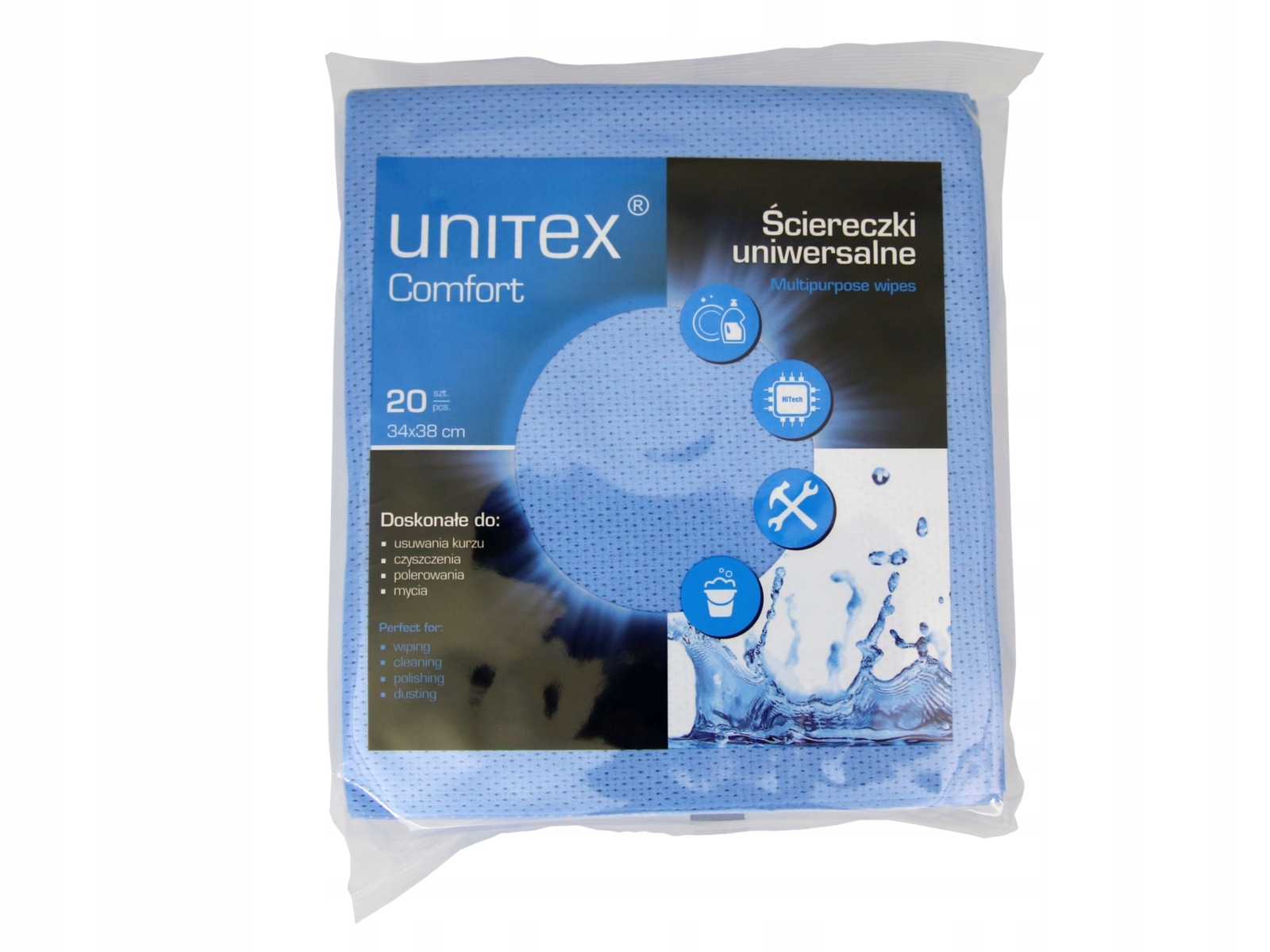 

Ściereczki wielorazowe Unitex 20 szt Niebieskie