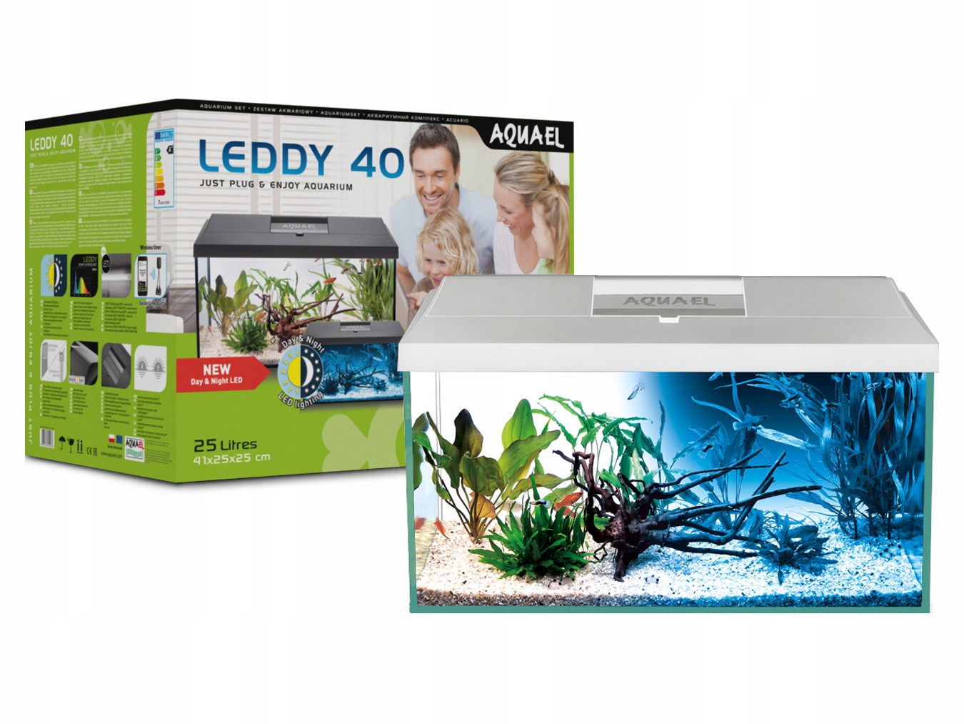 Levně Obdélníkový Aquael Leddy Tube 7W D&n 25 l 41 cm x 25 cm x 25 cm