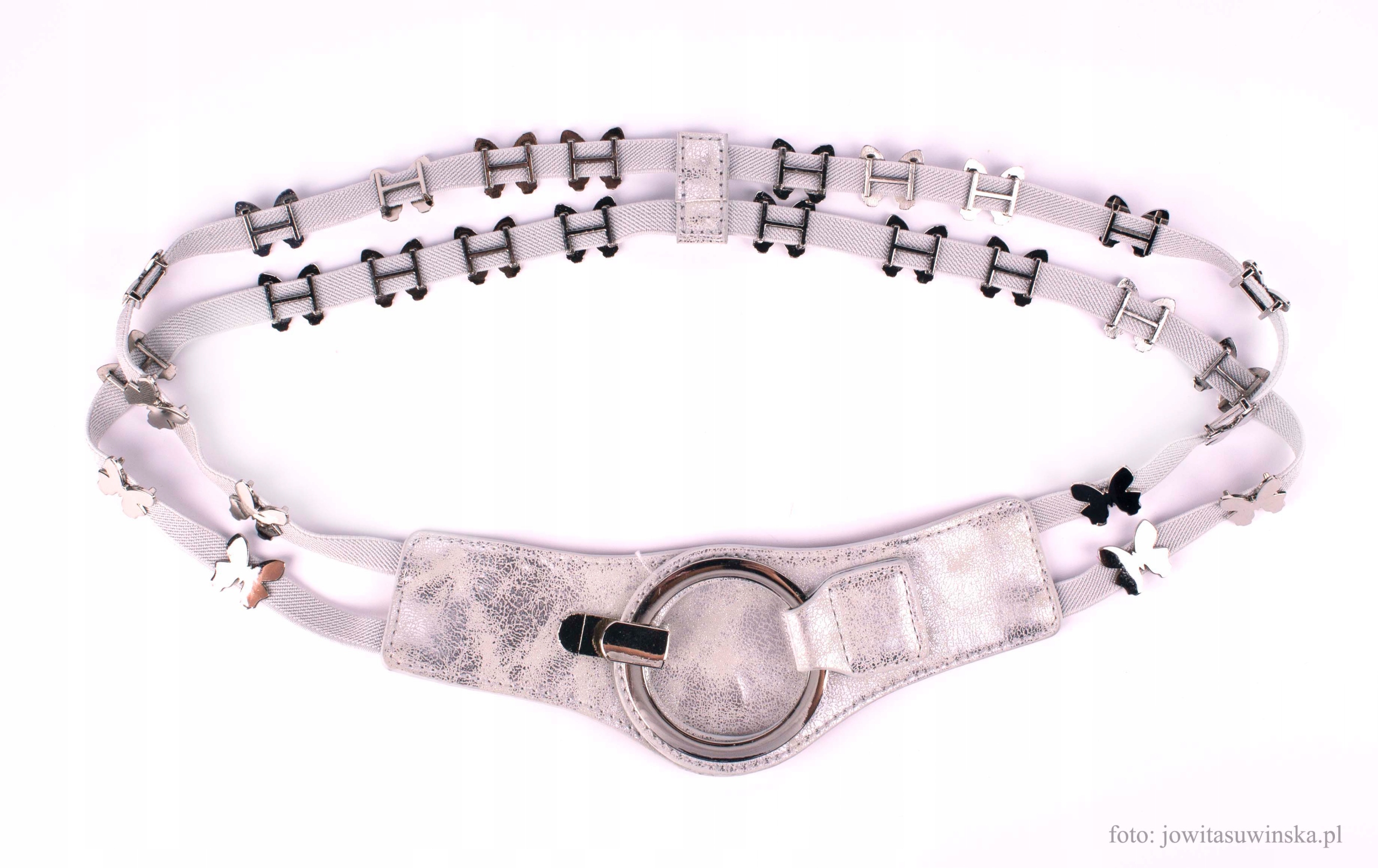 

Pasek Elastyczny, Na Gumie, Szary, Motyle (T2)