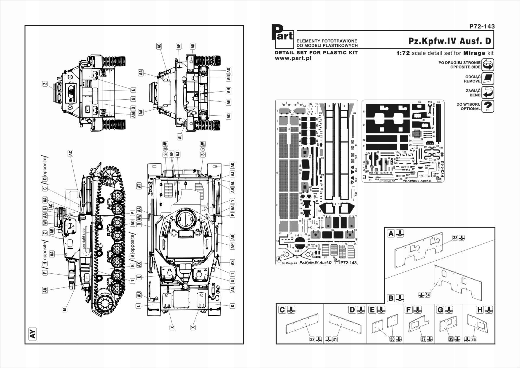 Část P72-143 1/72 Pz.IV Ausf.D (Mirage)