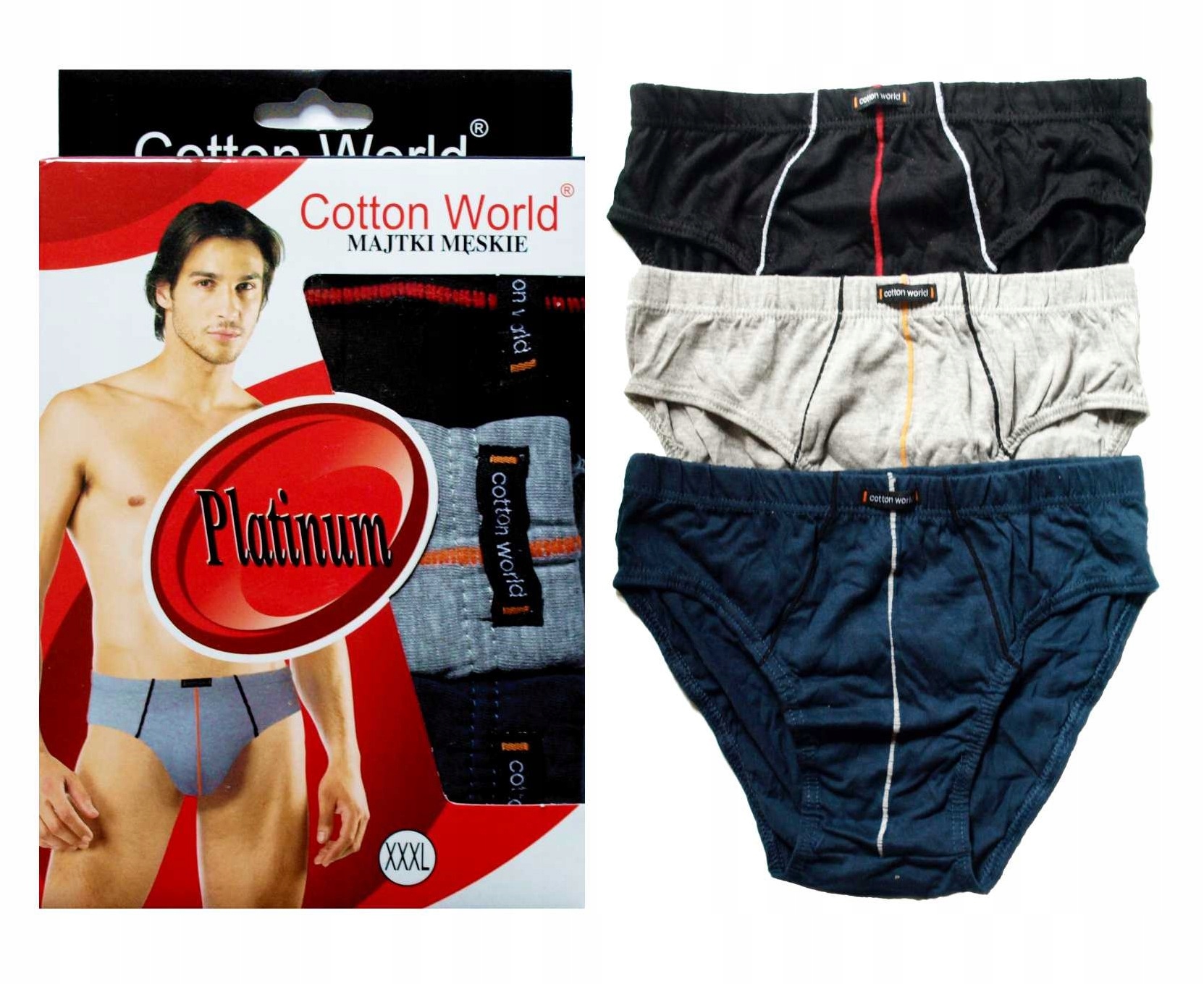 

Slipy Męskie Majtki Coton World XXXL Bawełna 3 szt